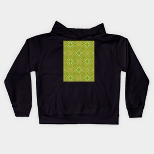 Pea Green Diamond Shaped Pattern on Dark Green Background - WelshDesignsTP003 Kids Hoodie